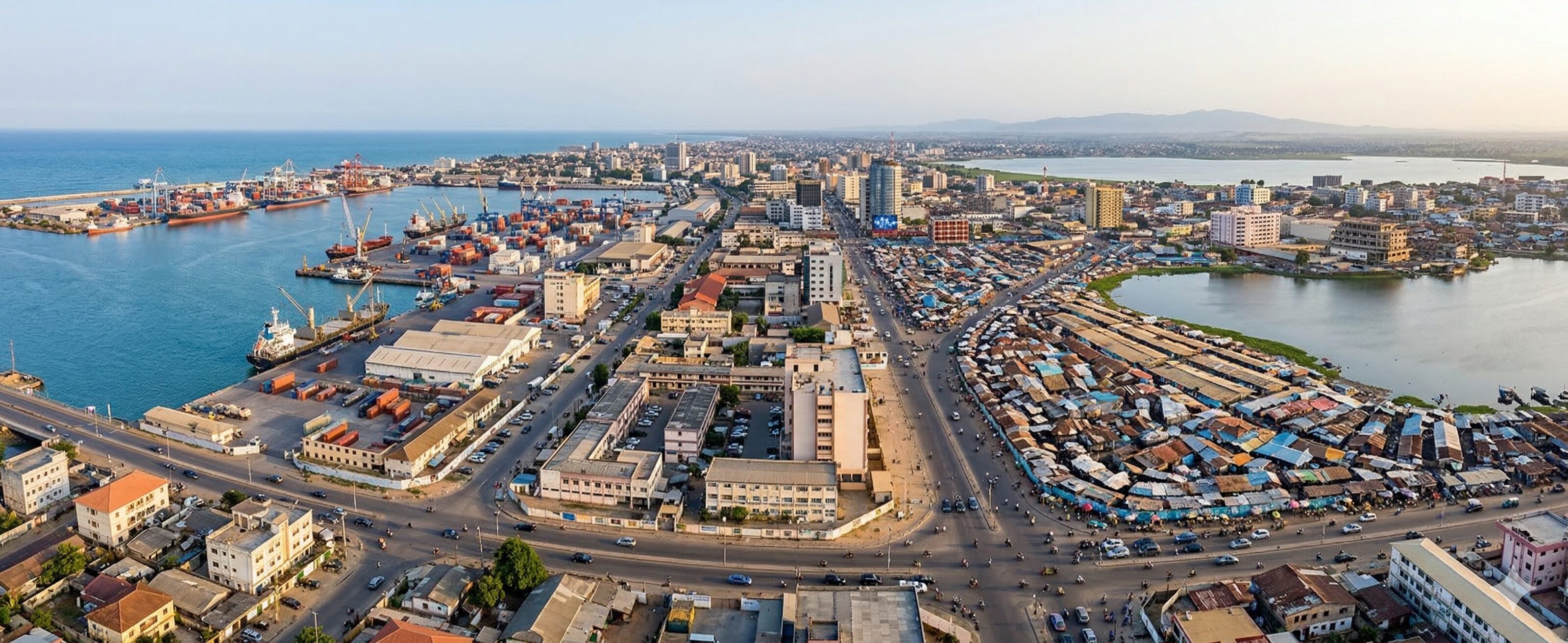 Urban landscape of Cotonou, educational landing page for foot care professionals.